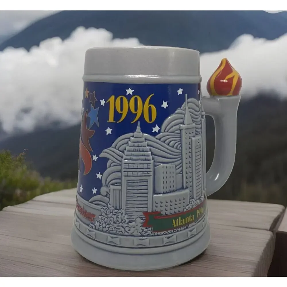 Budweiser Ceramic Beer Stein Collector Athens 1896 Atlanta 1996 Olympics Vintage
